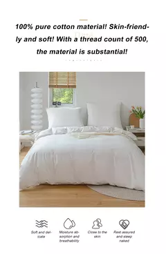 Alta Qualidade Algodão Duvet Cover Set, 100% Tecido Real, Duplo, Rainha, Rei, Colcha, Roupa de cama, 500Tc, 2 Pcs, 3Pcs