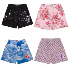 Edalson-shorts estampados florais clássicos para homens, shorts básicos de malha para academia, basquete, praia, novo design de verão na internet