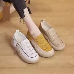 Imagem do Mulheres sapatos de plataforma casual deslizamento em sapatos moda mocassins senhoras tênis chaussure sola macia femme mocassins mulher d254