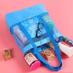 Grande bolsa de malha transparente de camada dupla para mulheres, alta capacidade, preservação de calor, piquenique, praia, bolsa, escritório, almoço, lanches, bolsa na internet