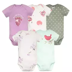 Bodysuits de manga curta recém-nascidos 100% algodão, bebê menino e menina roupas, roupas infantis macias, presentes do chuveiro do bebê, 5pcs por lote