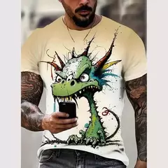 Camiseta 3D estampada animal masculina, estampa de gato e cachorro, manga curta, tops grandes, roupas de verão, nova moda - comprar online