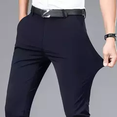 Calça fina de seda láctea elástica de quatro lados masculina, casual para escritório, nova, verão na internet