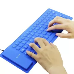 Imagem do Teclado de computador macio do silicone mudo, 85 chaves, USB prendido, portátil, mini, portátil, PC, dobramento, impermeável