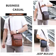 Imagem do JEEP BULUO-Sacos Mensageiro Crossbody de Couro para Homens, Bolsa Casual Business, Brand Shoulder Bag, Nova Qualidade