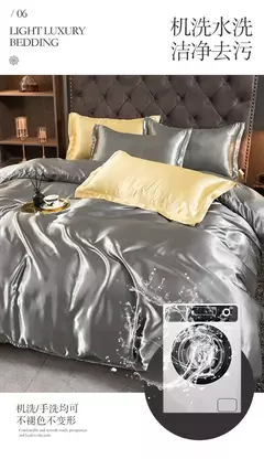 Monocromático Rayon Satin Conjunto de cama, luxo Duvet Cover Kit, Twin Queen e King Size, Home Textile, 3PCs, 4PCs - Wolf Magazine