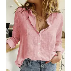 Camisas soltas grandes para mulheres, blusas vintage monocromáticas, tops elegantes para jovens, moda casual feminina, 2023, outono - loja online