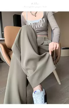 Calça cheia de pernas largas feminina, cintura alta, terno de botões, elegante, minimalismo, reta, calça larga, feminina, primavera, verão, novo, 2022