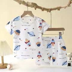 Conjunto de pijamas de duas peças infantil, Roupa interior para bebé, Secção fina, Roupa infantil, Rapazes, Meninas, Roupa para casa, Novo, Verão