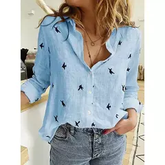 Blusas vintage grandes para mulheres, camisas soltas casuais para jovens, tops femininos monocromáticos, moda elegante, outono, 2024 - comprar online