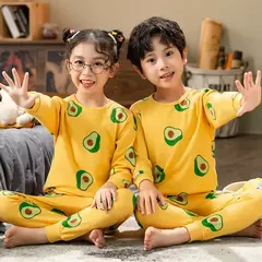 Conjuntos de pijama de algodão de manga comprida infantil, Roupa infantil, Pijama adolescente, 6 anos, 8 anos, 10 anos, 12 anos, 14 anos, Outono