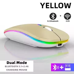 Mouse sem fio Bluetooth para Tablet e telefone, Ratos de retroiluminação RGB recarregáveis para iPad, PC, Laptop, 2.4GHz USB - comprar online