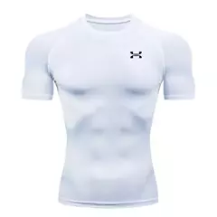 T-shirt de compressão masculina, secagem rápida, mangas curtas, ginásio esporte, top, camisa de treino, roupa de jogging, verão - Wolf Magazine