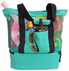 Bolsa de praia de piquenique para mulheres, malha, transparente, camada dupla, armazenamento de natação, alta capacidade, sacolas de compras - comprar online