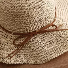 Chapéus de praia Adultos Feminino Sunscreen Cap Mulheres Simples Chapéus de Palha Verão Chapéus de Sol para Mulheres Lady Folding Bow Travel Caps Feminino