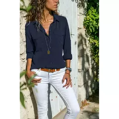 Blusas de tamanho grande soltas vintage de manga comprida feminina, camisa feminina casual, roupas femininas, monocromáticas, primavera, outono, moda - Wolf Magazine