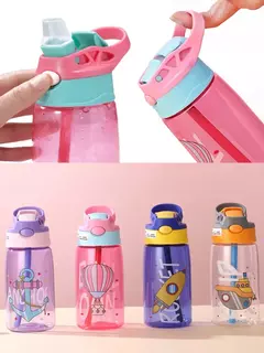 Criativo Cartoon Baby Feeding Cup com canudos, Kids Water Sippy Cup, copos portáteis ao ar livre para crianças, 480ml - Wolf Magazine