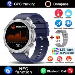 Imagem do Relógio Inteligente de Chamada Bluetooth para Homens, Huawei AMOLED, Tela Grande HD, Frequência Cardíaca, NFC, IP68 Impermeável, GPS, Relógio Esportivo, Novo, 2022