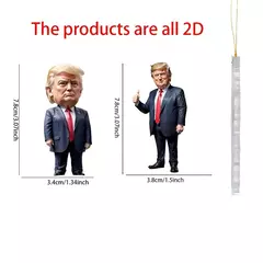 Natal acrílico pendurado ornamento para carro e árvore, pingente dos desenhos animados engraçados, Trump-Inspirado, presente perfeito do feriado, 1pc - comprar online