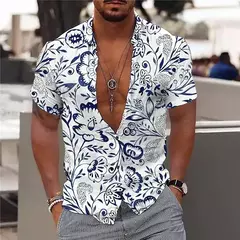 Camisa Havaiana Masculina com Estampa 3D de Coqueiro, Camisa Praia Confortável, Top Manga Curta, Moda Casual, S-6XL