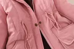 Casaco fino acolchoado de algodão para mulheres, parkas com capuz casual, sobretudo quente acolchoado, outono e inverno, 2023, 2023, emboridery, novo