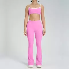 Terno de Yoga Patchwork de duas peças para mulheres, cintura alta Flare Leggings, roupas de treino Fitness Sportswear agasalho - loja online