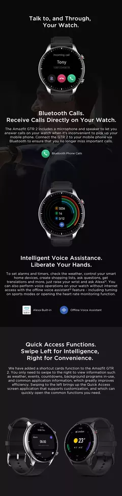 Amazfit-Smartwatch GTR 2 com autonomia de bateria ultra longa incorporada, telefone Android e iOS, Alexa, nova versão na internet