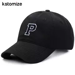 Boné bordado de algodão macio, letra inicial A-Z Snapback Caps para homens e mulheres, elegante equipe esporte viseiras, preto, alta qualidade - loja online