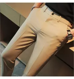 Calça casual slim-fit masculina, fato formal, monocromático, cintura ajustável, festa social, moda empresarial, novo, outono, 2022, 38-28 na internet