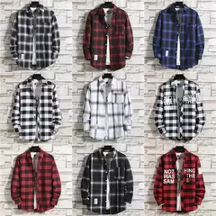 2020insplaid camisa masculina estilo hong kong outerwear coreano na moda versátil manga longa topo para homens da moda - loja online