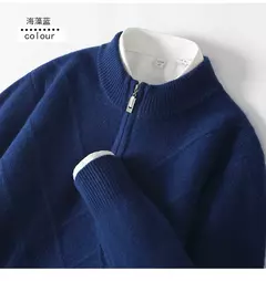 Suéter de cashmere tricotado masculino, pulôver meia gola alta, blusa casual engrossa, cor sólida, roupas de outono e inverno 100% lã na internet