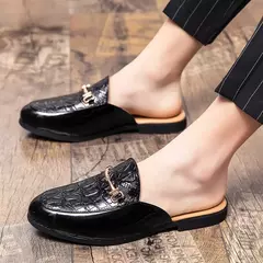 Sapatos casuais meio arrasto para homens, mocassins da moda, deslizamento em apartamentos, marca de luxo, mocassins novos, tamanho grande 38-46, 2023