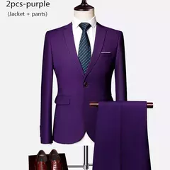 Imagem do Terno de casamento fino com três peças para homens, conjuntos monocromáticos de negócios e escritório, blazer grande, calça e colete, moda luxo