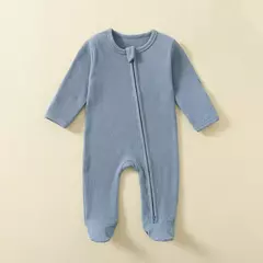 Macacão infantil de zíper de manga comprida, pijama sólido, algodão orgânico, sleepsuits waffle, macacão meninos e meninas, 100% algodão - comprar online