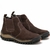 Bota botina masculina marrom em couro nobuck, modelo casual com solado robusto.