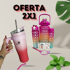 Vaso Stanley Media Manija 1.2L con Sorbete de Acero de regalo + Juego de 3 Botellas Hoppys con Sorbetes – ¡OFERTA 2X1!