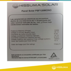 Panel solar monocristalino 120W 14.1V HISSUMA