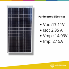 Panel solar monocristalino 30W 12V HISSUMA - HISSUMA MATERIALES