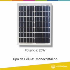 Panel solar monocristalino 20W 12V HISSUMA - tienda online