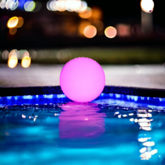 Imagen de Esfera de Luz SOLAR y recargable por red para piscina flotante o jardin 30 cm
