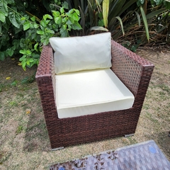 Imagen de Juego de jardín de rattan sintetico 4 piezas con almohadones y mesa
