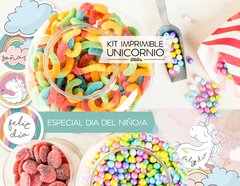 kit imprimible unicornio desayunos meriendas dia del niño