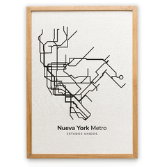 Mapa Metro NYC blanco y negro Imprimible