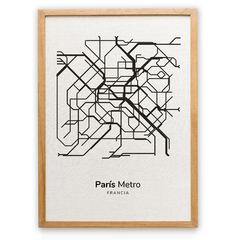 Mapa Metro París blanco y negro Imprimible