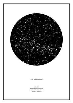 Mapa de Estrellas Luz Blanco Personalizado - comprar online