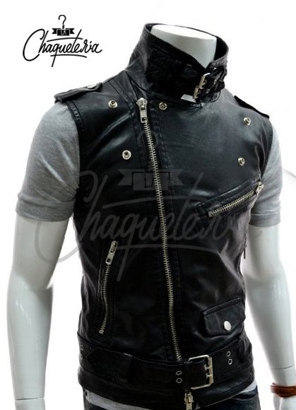 CHALECO EN CUERO GALI BLACK - MARCA LA CHAQUETERIA