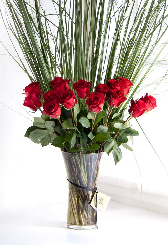 RO4 - Florero con 1 docena de rosas rojas importadas - comprar online