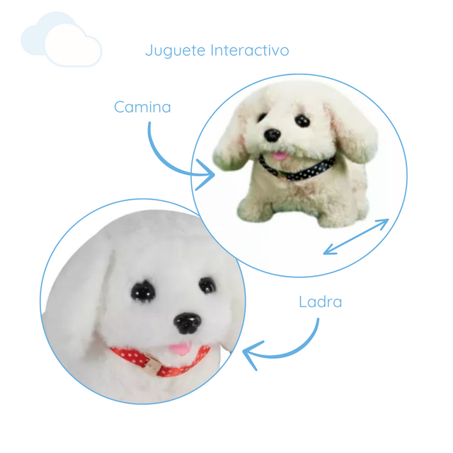 Perrito Juguete Mascota Camina Ladra Mueve la Cola Con Canil Plush Pet Explorer Fan