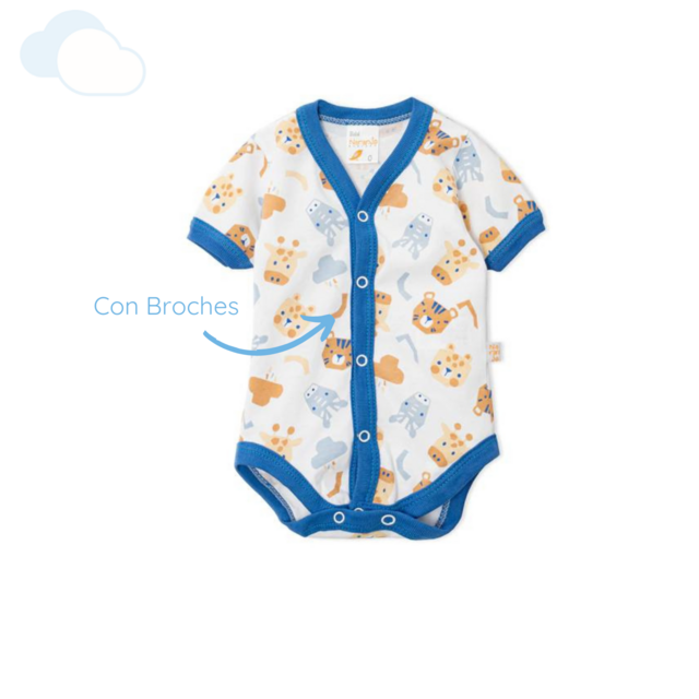 Body Bebe Manga Corta Animales Naranjo