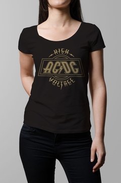 Remera Ac Dc high voltage negro mujer